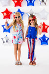 Red White & Blue Tie Dye Short Set - Sparkle in Pink