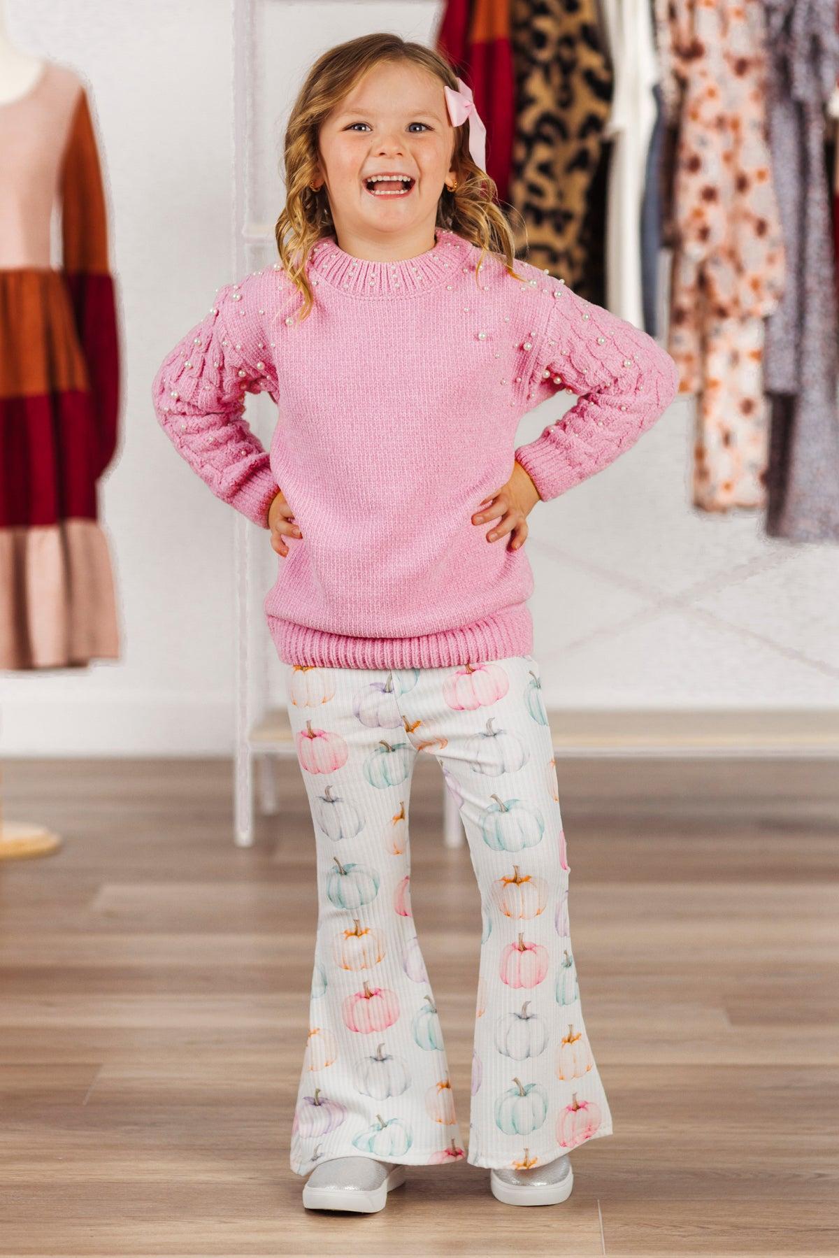 Pink Pearl Sweater Pumpkin Bell Bottom Set