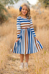 Mom & Me - Blue & White Striped Dress | Sparkle in Pink