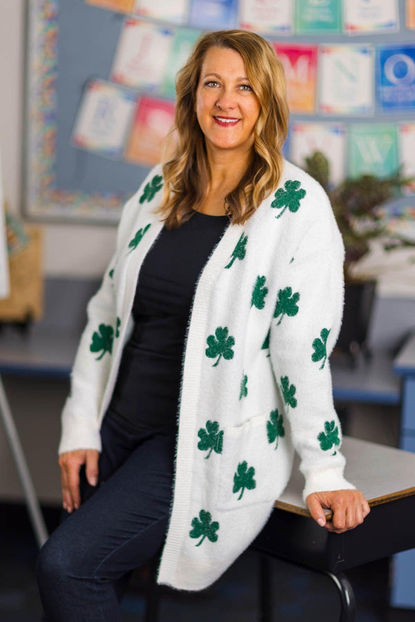 Mom & Me - Cozy Four Leaf Clover Cardigan