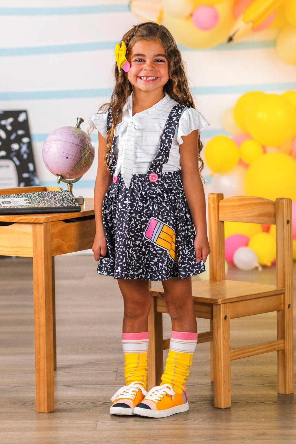 Composition Notebook Suspender Skirt Set | Sparkle in Pink