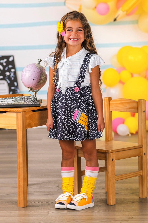 Composition Notebook Suspender Skirt Set | Sparkle in Pink