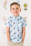 Blue Bunny Button Down | Sparkle in Pink