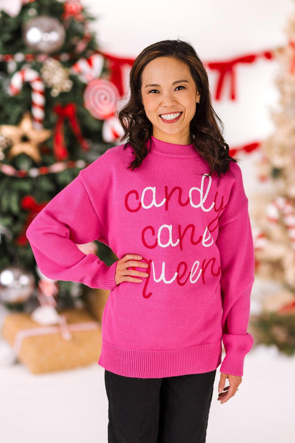 Mom & Me - "Candy Cane Queen" Pink Sweater