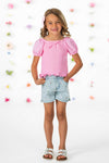 Pink Flower Denim Short Set | Sparkle in Pink