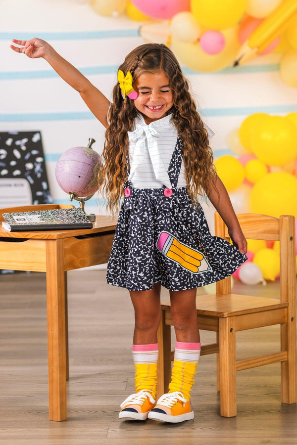 Composition Notebook Suspender Skirt Set | Sparkle in Pink