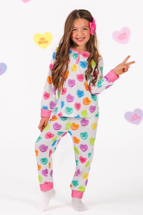 Mom & Me - White Candy Heart Pajamas