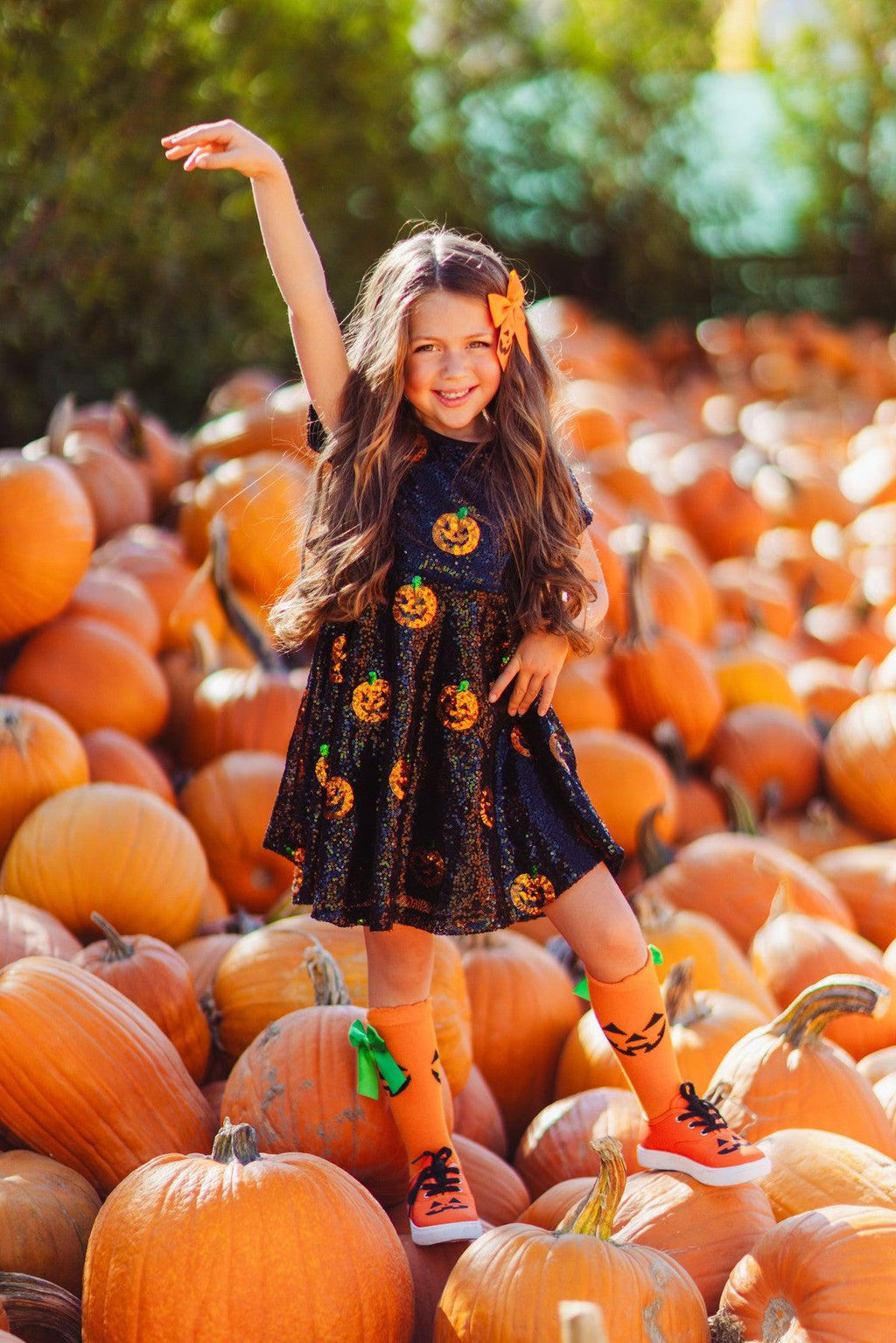 Black Sequin Jack-O'-Lantern Dress | Sparkle in Pink
