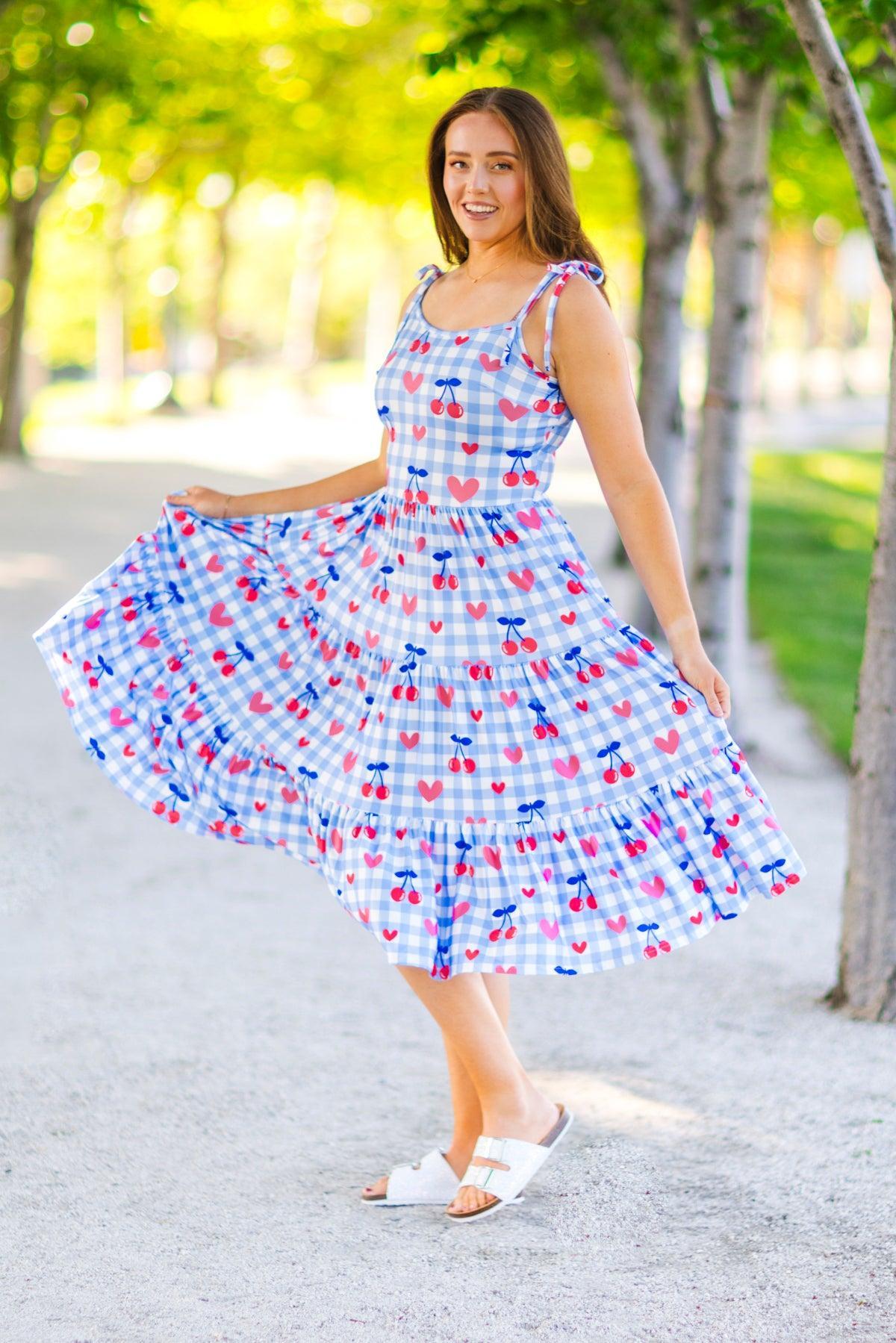 Gingham Cherry Heart Dress | Matching Mom & Me Clothing – Sparkle