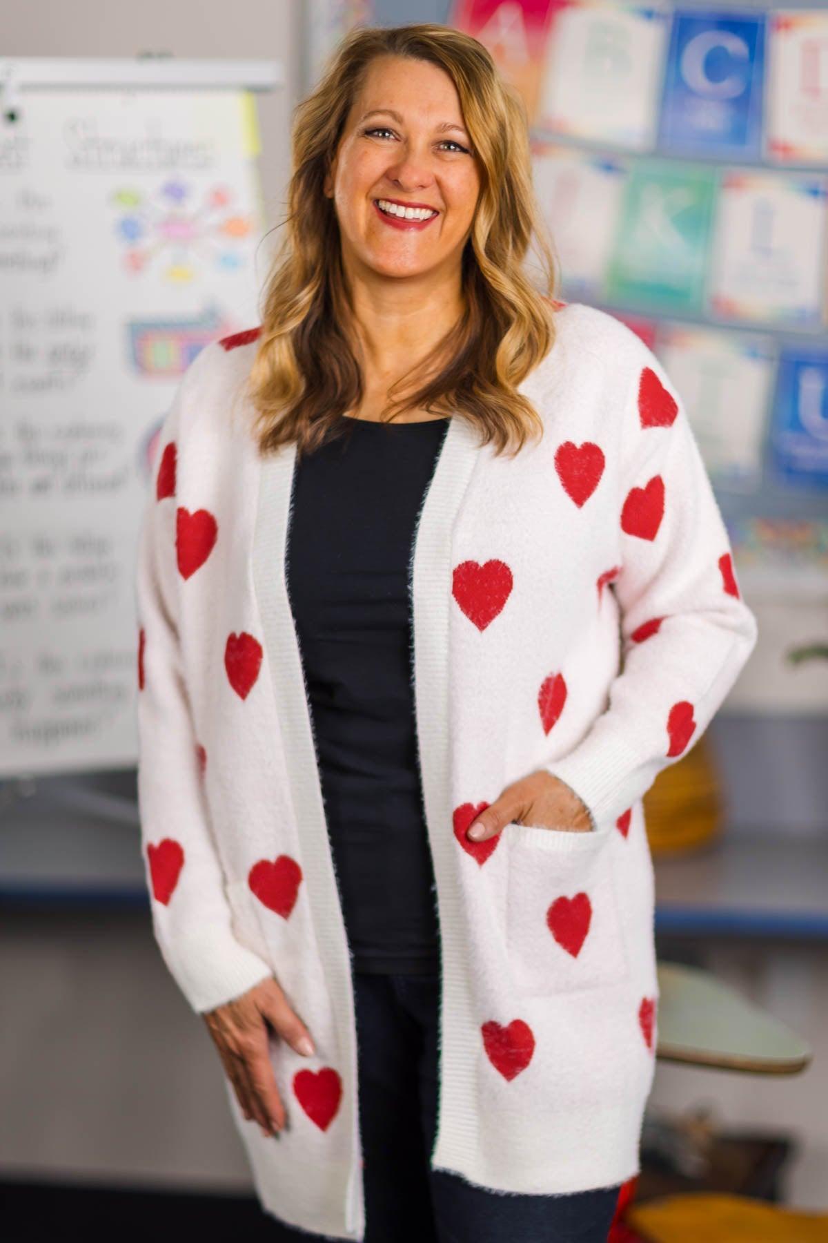 White & Red Heart Cardigan | Matching Mom & Me Clothing – Sparkle