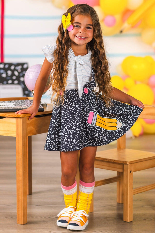 Composition Notebook Suspender Skirt Set | Sparkle in Pink