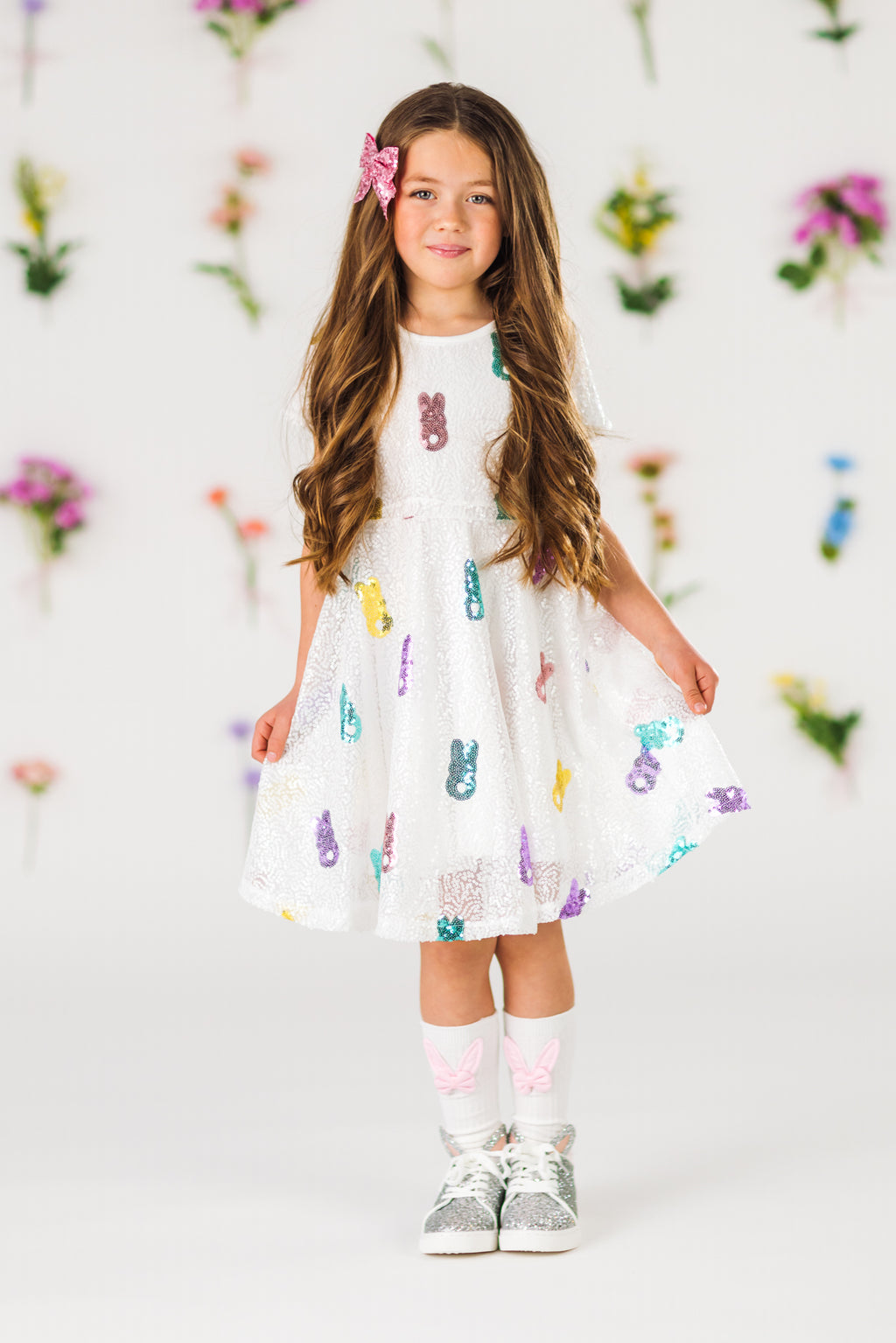 White Sequin Peep Dress | Sparkle in Pink
