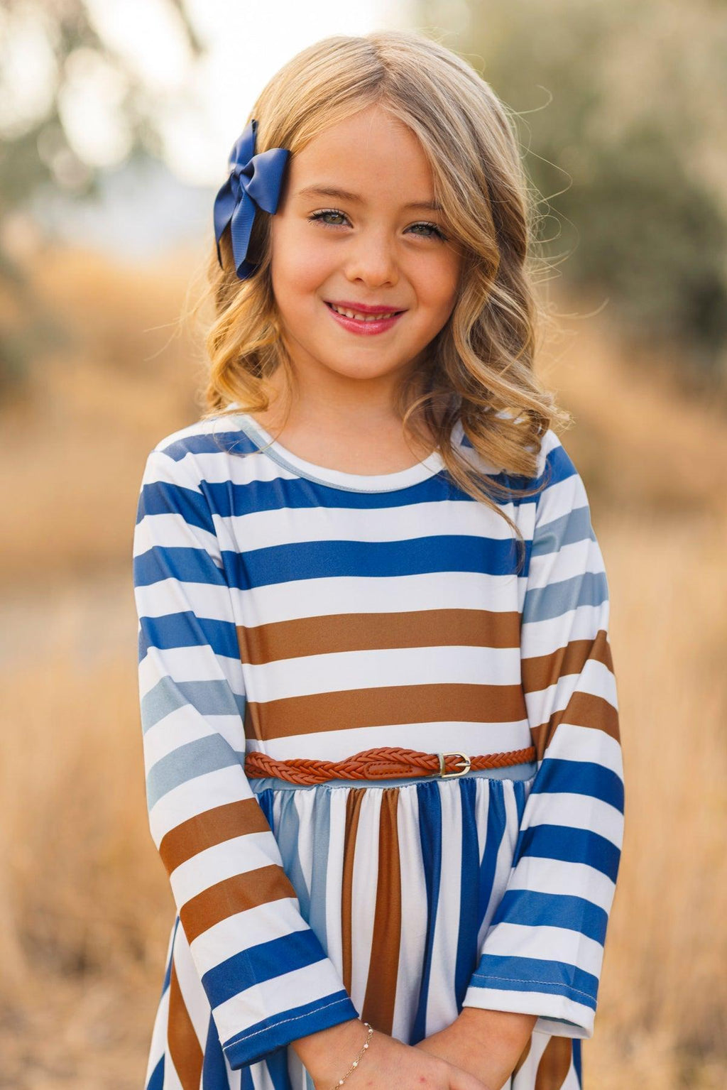 Mom & Me - Blue & White Striped Dress | Sparkle in Pink