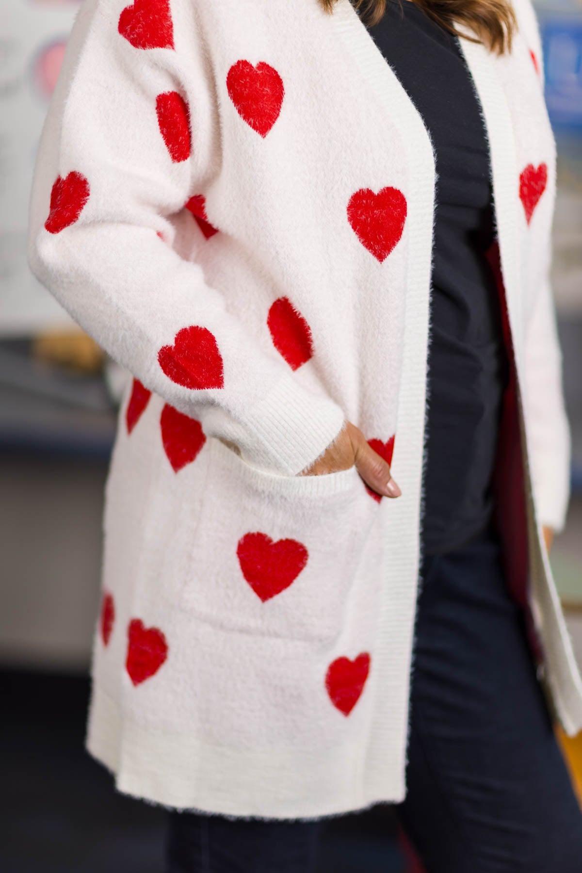 White & Red Heart Cardigan | Matching Mom & Me Clothing – Sparkle