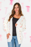 Mom & Me - Cream Lace-Up Bow Cardigan