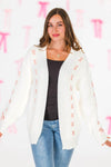 Mom & Me - Cream Lace-Up Bow Cardigan