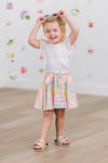 White Lace & Pastel Plaid Tie Skirt Set | Sparkle in Pink