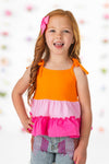 Pink & Orange Denim Short Set | Sparkle in Pink