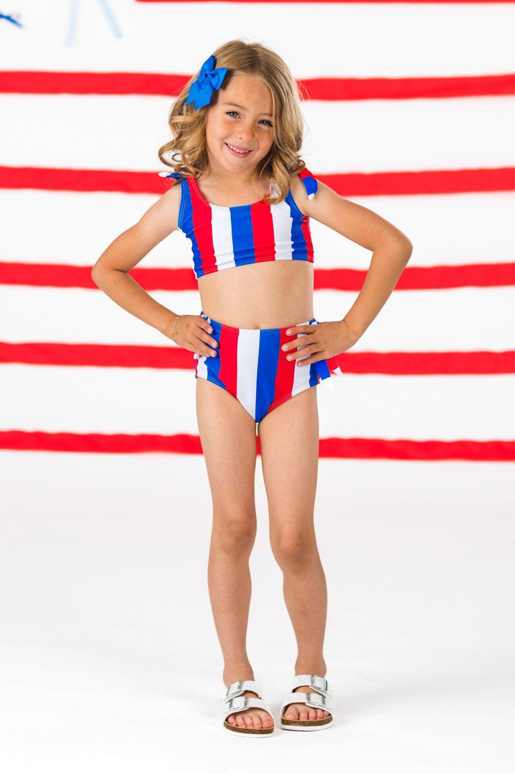 Mom & Me - Red White & Blue Striped Bikini | Sparkle in Pink
