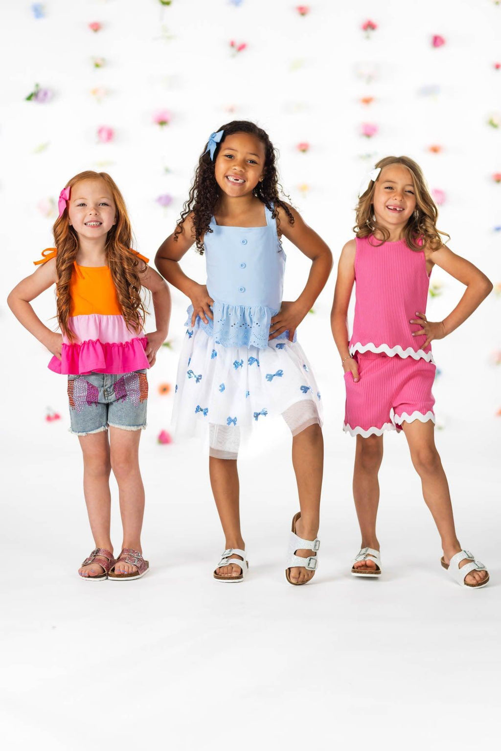 Pink & Orange Denim Short Set | Sparkle in Pink
