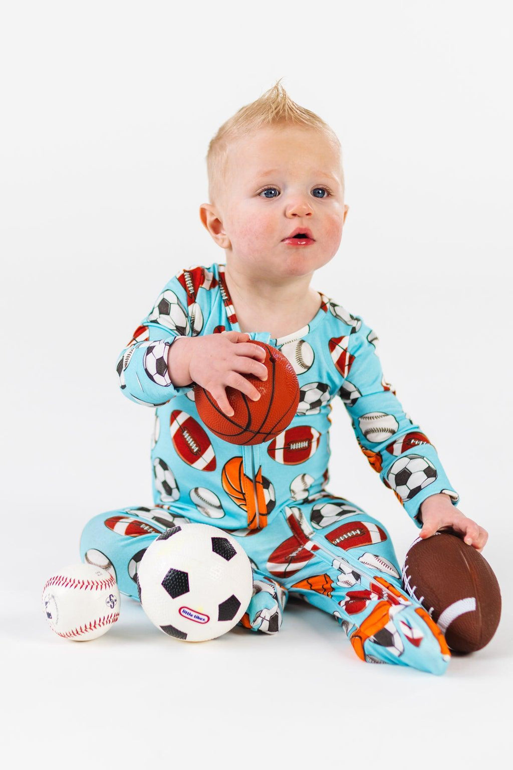 Blue Bamboo Sports Ball Onesie | Sparkle in Pink