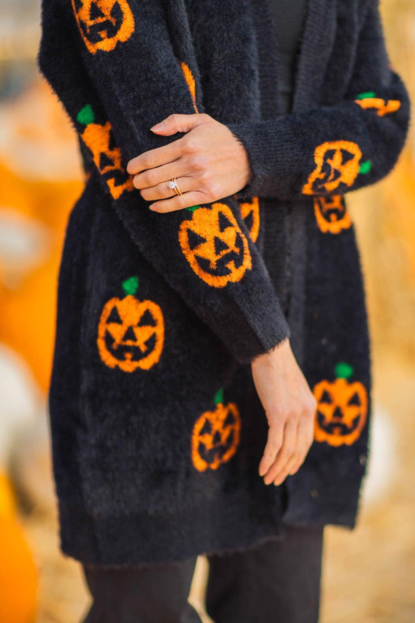Mom & Me - Cozy Jack-O'-Lantern Cardigan