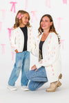 Mom & Me - Cream Lace-Up Bow Cardigan