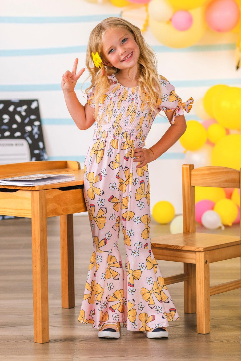 Pink Pencil Bow Flare Jumpsuit | Sparkle in Pink