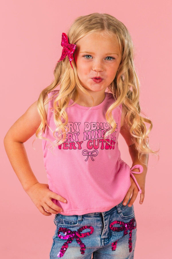 "Very Demure..." Pink Denim Short Set | Sparkle in Pink