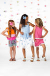 Pink & Orange Denim Short Set | Sparkle in Pink