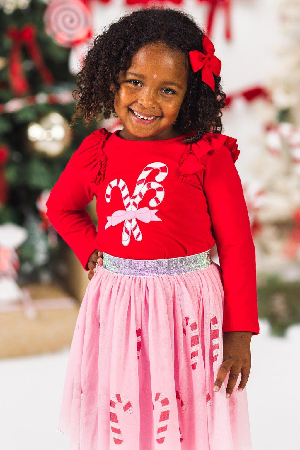 Red & Pink Candy Cane Tutu Skirt Set