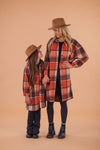 Mom & Me - Orange Flannel Button Down Shacket | Sparkle in Pink