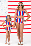 Mom & Me - Red White & Blue Striped Bikini | Sparkle in Pink
