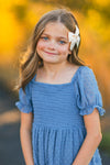 Family Blue Dress & Brown Flannel Hoodie