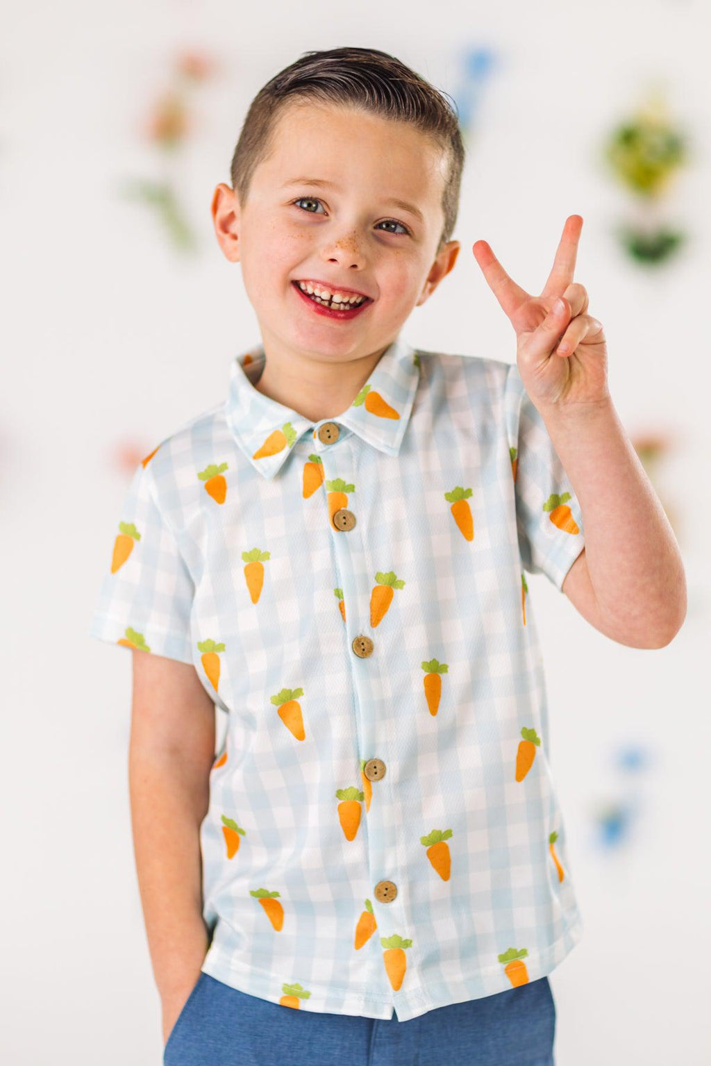 Pastel Checkered Carrot Button Down | Sparkle in Pink