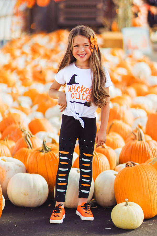 "Wicked Cute" Black & White Legging Set | Sparkle in Pink