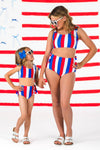 Mom & Me - Red White & Blue Striped Bikini | Sparkle in Pink