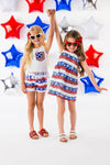 White Sequin American Flag Fringe Short Set - Sparkle in Pink