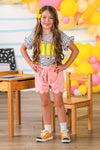 Pink Striped Glitter Pencil Short Set | Sparkle in Pink
