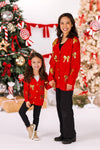 Mom & Me - Red & Gold Bow Sweater Cardigan