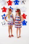 White Sequin American Flag Fringe Short Set - Sparkle in Pink