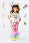 "Eggstra" Pink Sequin Tulle Bell Bottom Set | Sparkle in Pink