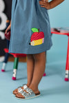 Apple Pom Pom Chambray Dress | Sparkle in Pink