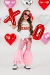 "Sweet Heart" Pink Sequin Bell Bottom Set | Sparkle in Pink