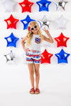 White Sequin American Flag Fringe Short Set - Sparkle in Pink