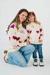 Mom & Me - Cream Heart Sweater | Sparkle in Pink
