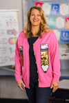Hot Pink Sequin Pencil Cardigan