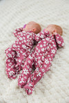 Bamboo Plum Blossom Ruffle Onesie | Sparkle in Pink