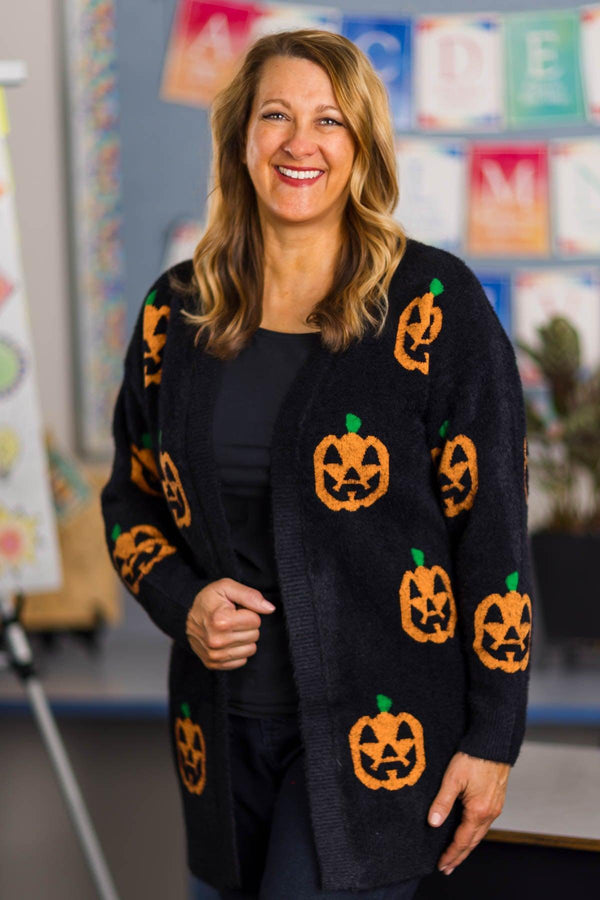 Mom & Me - Cozy Jack-O'-Lantern Cardigan