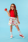 Red & White Pearl Doodle Skirt Set | Sparkle in Pink